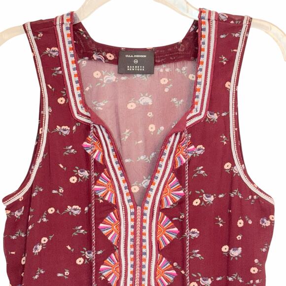 Ulla Johnson x Barney's New York Leena Embroidered Burgundy Silk Midi Dress 6 - Picture 5 of 10